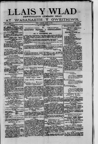 cover page of Llais Y Wlad published on September 18, 1874