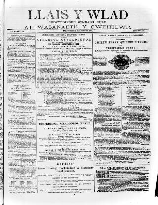 cover page of Llais Y Wlad published on November 15, 1878