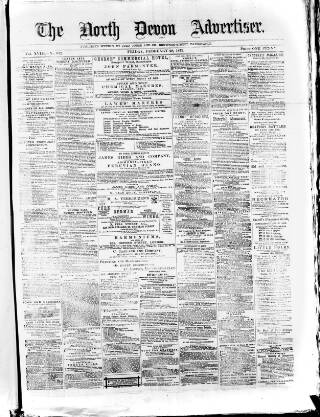 cover page of North Devon Advertiser published on February 28, 1873