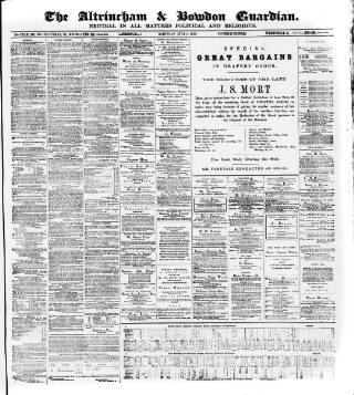 cover page of Altrincham, Bowdon & Hale Guardian published on July 6, 1878
