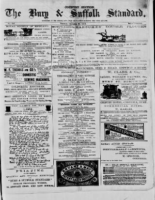 cover page of Bury & Suffolk Standard published on December 30, 1873