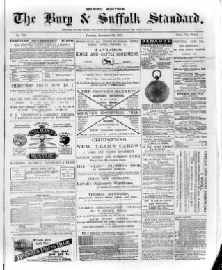 cover page of Bury & Suffolk Standard published on December 30, 1879