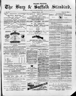 cover page of Bury & Suffolk Standard published on July 6, 1880
