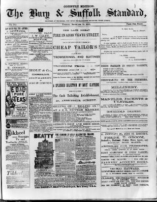 cover page of Bury & Suffolk Standard published on September 18, 1883
