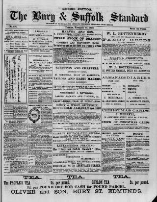 cover page of Bury & Suffolk Standard published on November 30, 1886