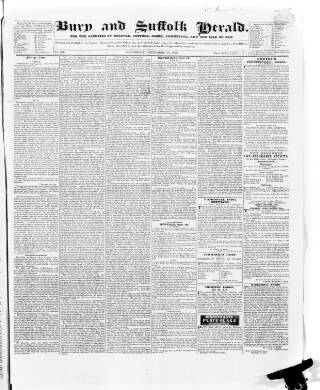 cover page of Bury and Suffolk Herald published on September 18, 1839
