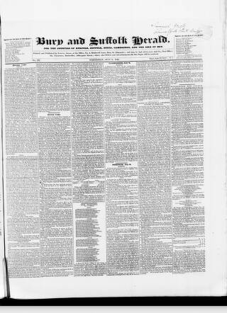 cover page of Bury and Suffolk Herald published on July 6, 1842
