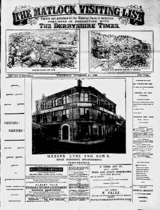 cover page of Matlock Visiting List published on November 30, 1892