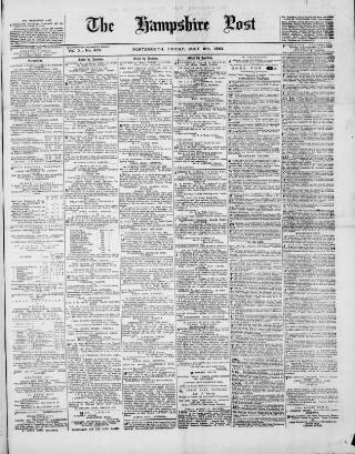 cover page of Hampshire Post and Southsea Observer published on July 6, 1883