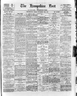 cover page of Hampshire Post and Southsea Observer published on November 15, 1889