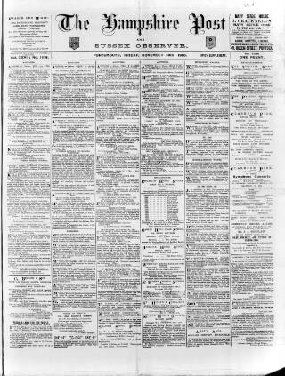 cover page of Hampshire Post and Southsea Observer published on November 30, 1900
