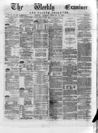 cover page of Weekly Examiner (Belfast) published on February 28, 1874
