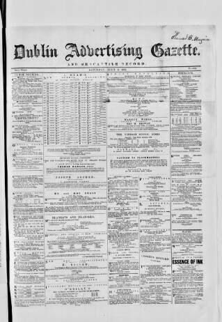 cover page of Dublin Advertising Gazette published on July 6, 1867
