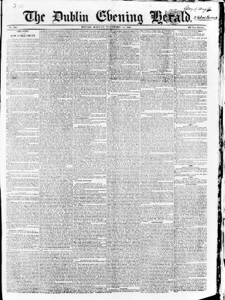 cover page of Dublin Evening Herald 1846 published on November 15, 1852