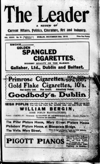 cover page of Dublin Leader published on December 30, 1916