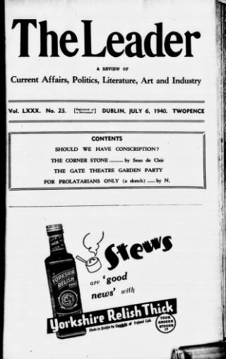 cover page of Dublin Leader published on July 6, 1940
