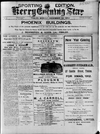 cover page of Kerry Evening Star published on December 30, 1912