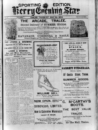 cover page of Kerry Evening Star published on May 29, 1913