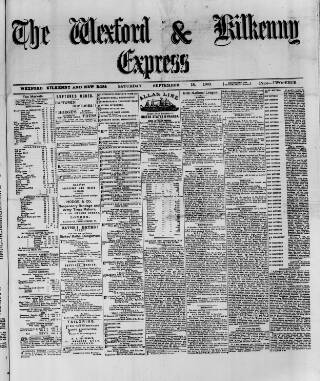 cover page of Wexford and Kilkenny Express published on September 18, 1886