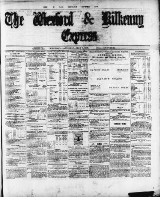 cover page of Wexford and Kilkenny Express published on July 6, 1889