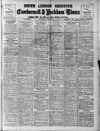 cover page of South London Observer published on December 30, 1922