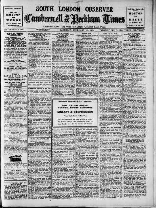 cover page of South London Observer published on February 28, 1925