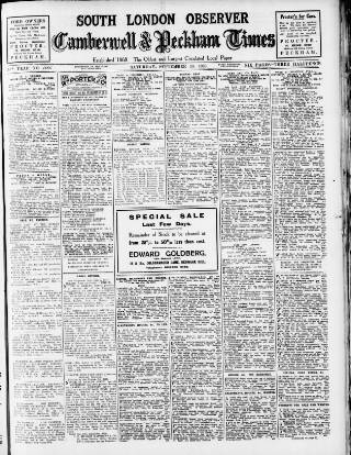 cover page of South London Observer published on September 18, 1926