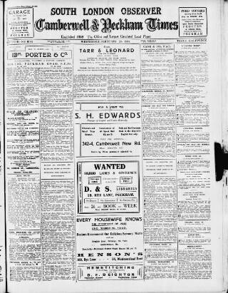 cover page of South London Observer published on February 28, 1934