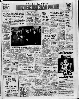 cover page of South London Observer published on November 15, 1956