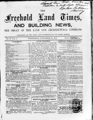 cover page of Building News published on November 15, 1854