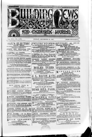 cover page of Building News published on December 30, 1881