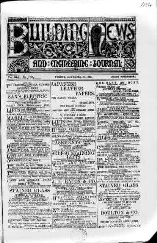 cover page of Building News published on November 30, 1883