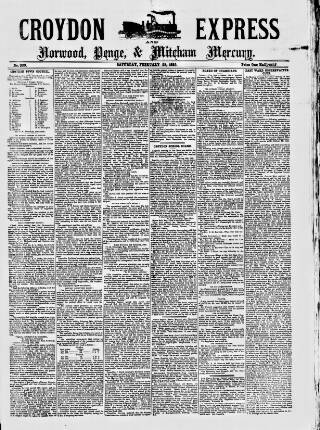 cover page of Croydon Express published on February 28, 1885