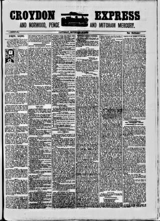 cover page of Croydon Express published on November 15, 1890