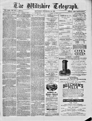 cover page of Wiltshire Telegraph published on November 30, 1889