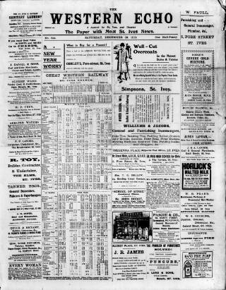 cover page of Western Echo published on December 30, 1911