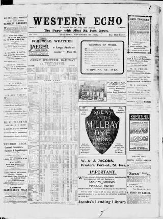 cover page of Western Echo published on November 30, 1912