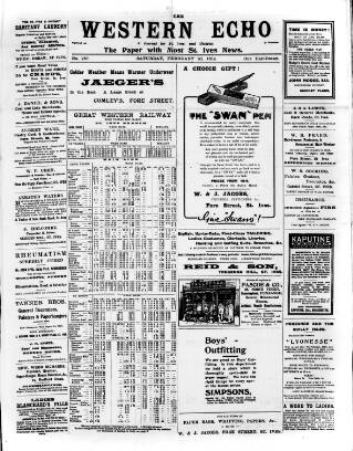 cover page of Western Echo published on February 28, 1914