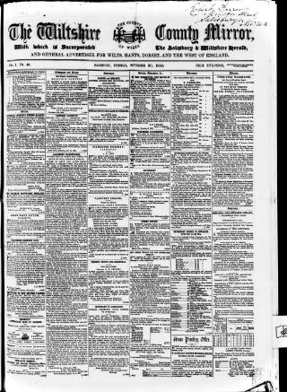 cover page of Wiltshire County Mirror published on November 30, 1852