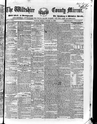 cover page of Wiltshire County Mirror published on November 15, 1853