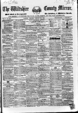 cover page of Wiltshire County Mirror published on February 28, 1855