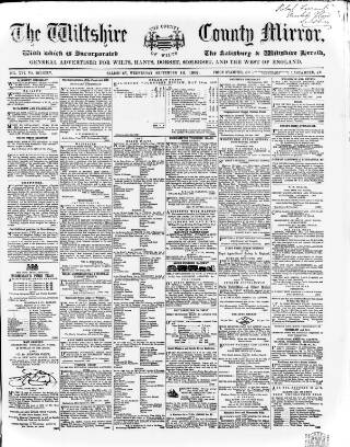 cover page of Wiltshire County Mirror published on September 18, 1867