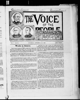 cover page of Voice of the People (Glasgow) published on November 24, 1883