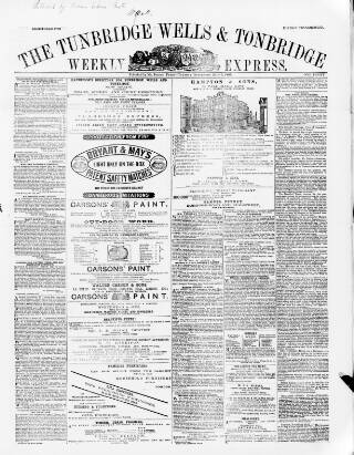 cover page of Tunbridge Wells Weekly Express published on July 6, 1869