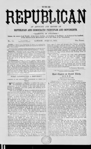 cover page of Republican published on July 15, 1871