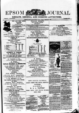 cover page of Epsom Journal published on December 30, 1879