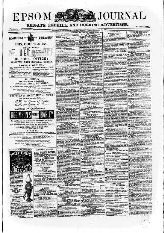 cover page of Epsom Journal published on November 15, 1881