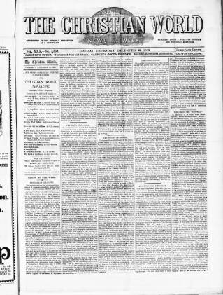 cover page of Christian World published on December 30, 1886