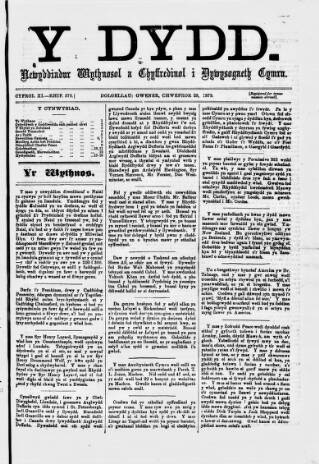 cover page of Y Dydd published on February 28, 1879