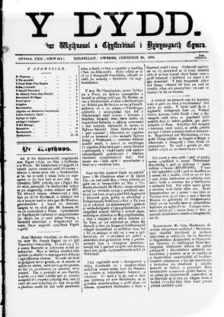 cover page of Y Dydd published on February 28, 1890